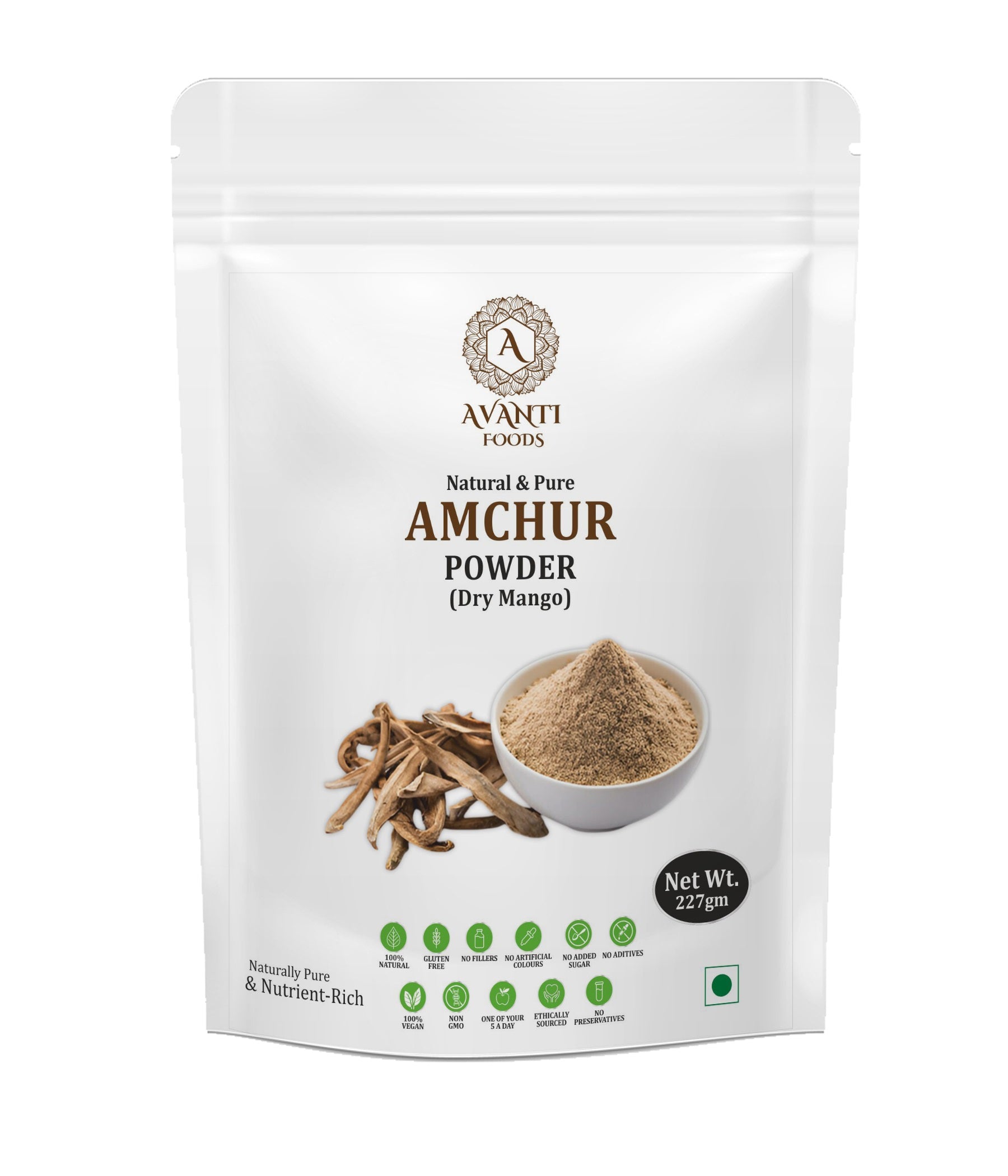 Avanti Foods Amchur Powder, Dry Mango, 227g, Vegan, No Preservatives, for Curries, Chutneys and Marinades
