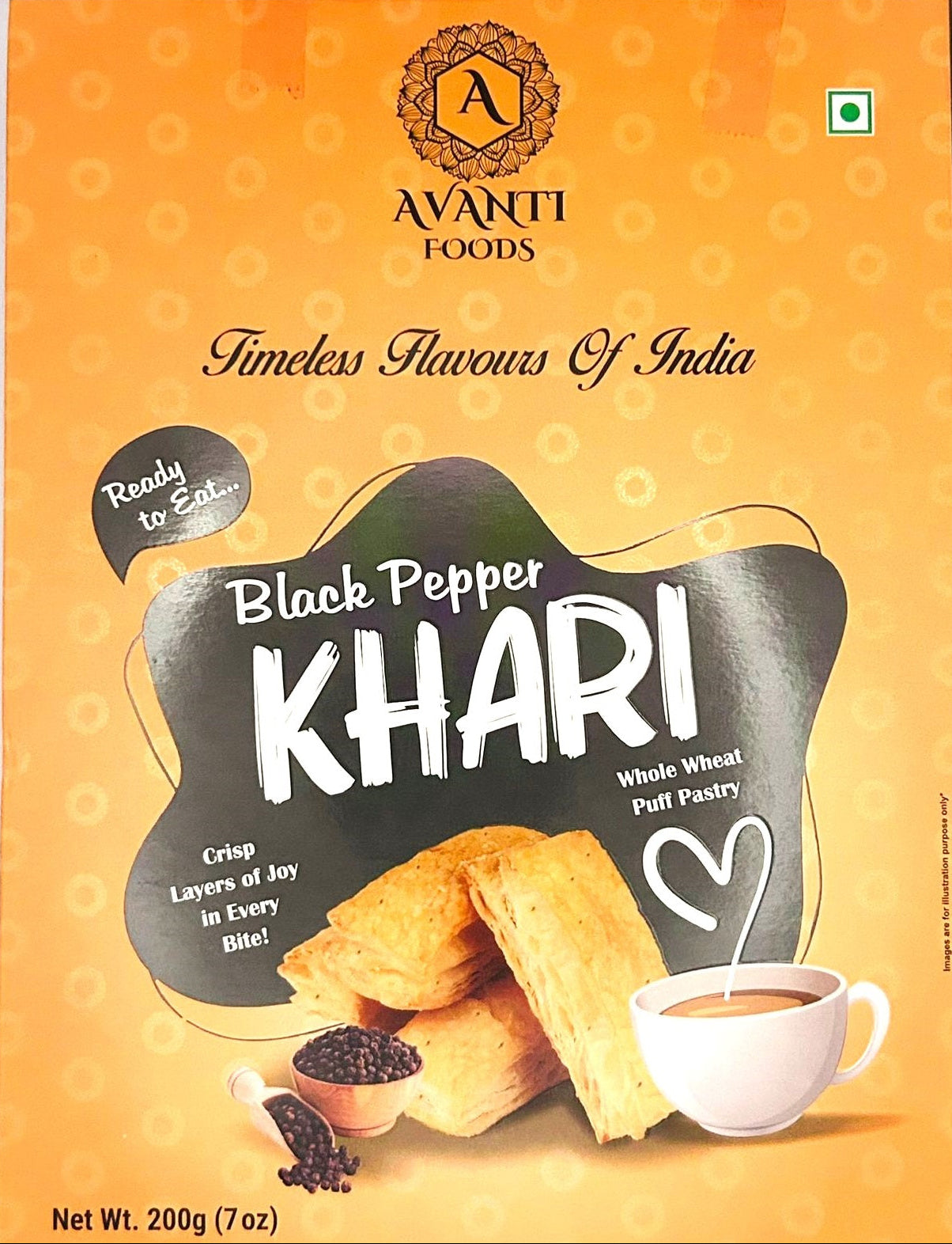 Black Pepper Khari – Whole Wheat Puff Pastry Snack (200g)