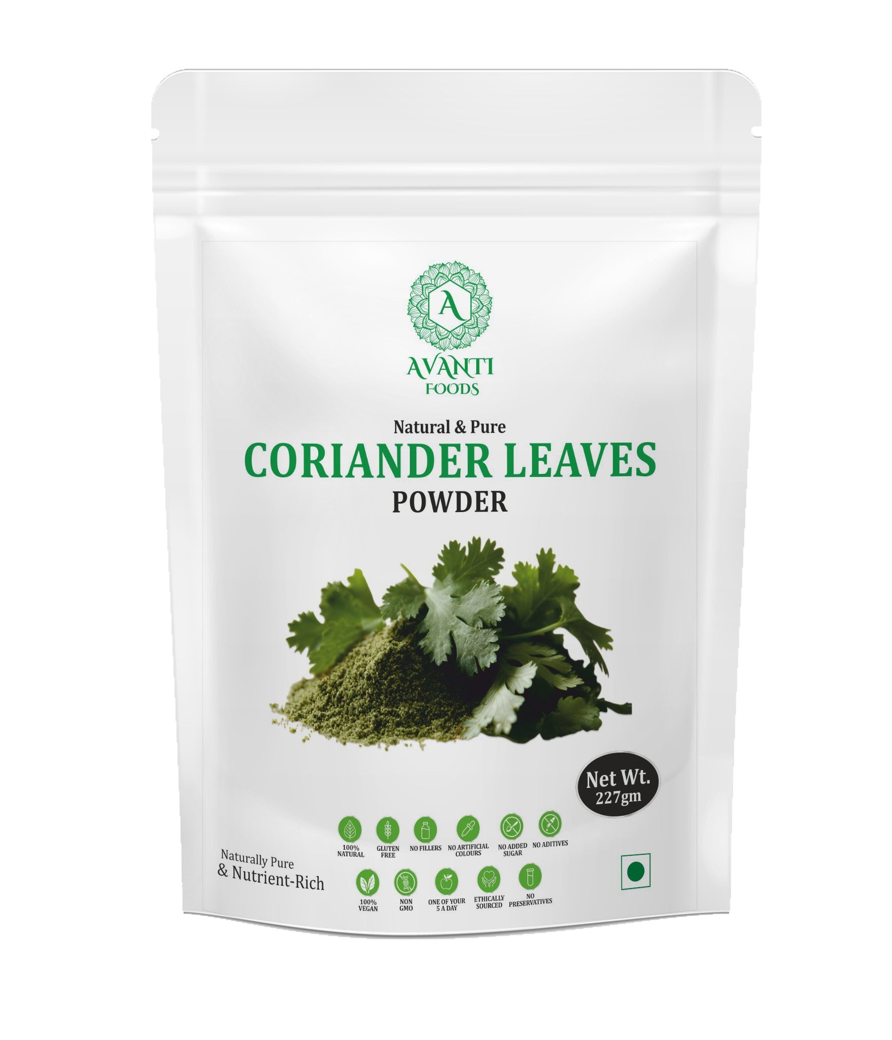 Coriander Leaves Powder, Ground, 100% Natural, Vegan, No Preservatives, 227g