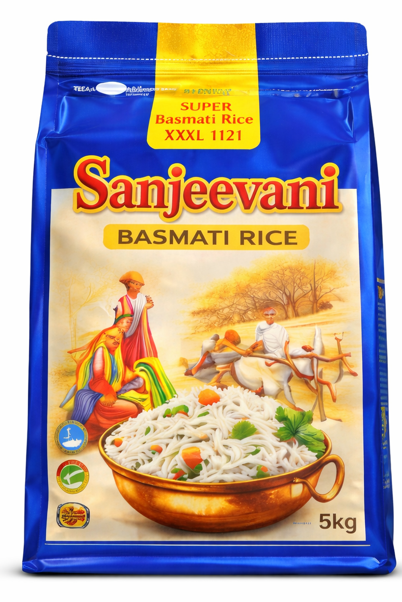 Sanjeevani Super Basmati Rice XXXL 1121 (5kg ) – Long Grain, Aromatic & Premium Quality