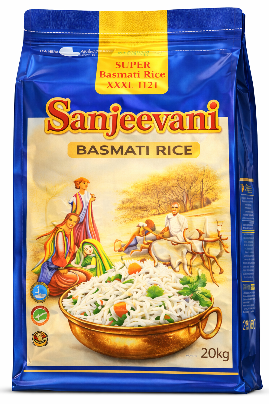 Sanjeevani Super Basmati Rice XXXL 1121 ( 20kg) – Long Grain, Aromatic & Premium Quality