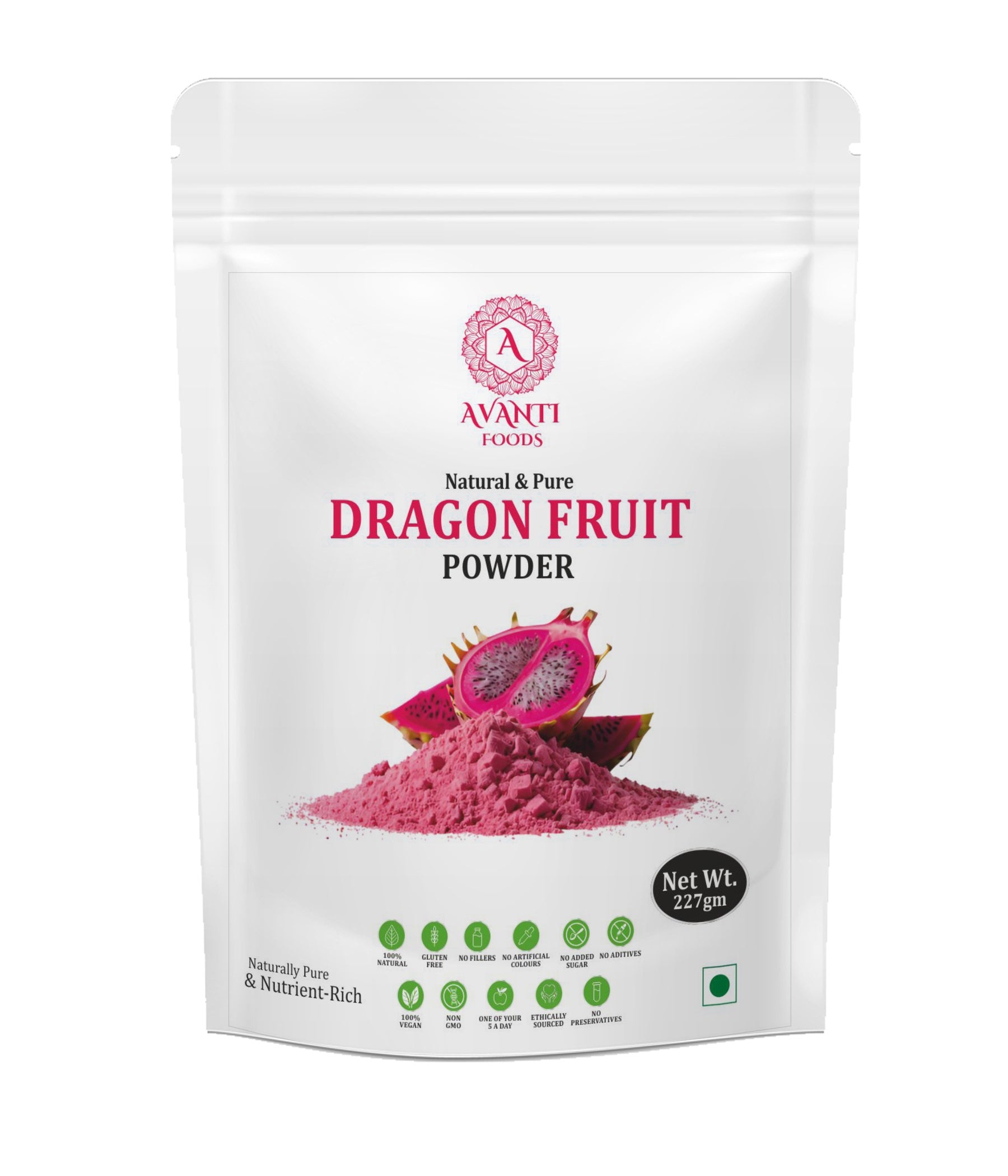 Dragon Fruit Powder 100% Natural Pitaya Fruit Powder | Smoothies, Drinks, Yogurt & Baking | Vegan Friendly | No Added Sugar | Premium Superfruit Powder