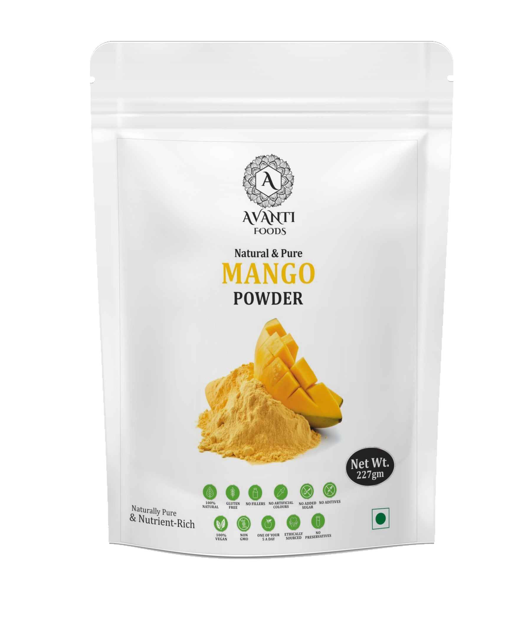 Natural & Pure Mango Powder, 100% Natural, No Additives, Vegan, Gluten-Free, 227g