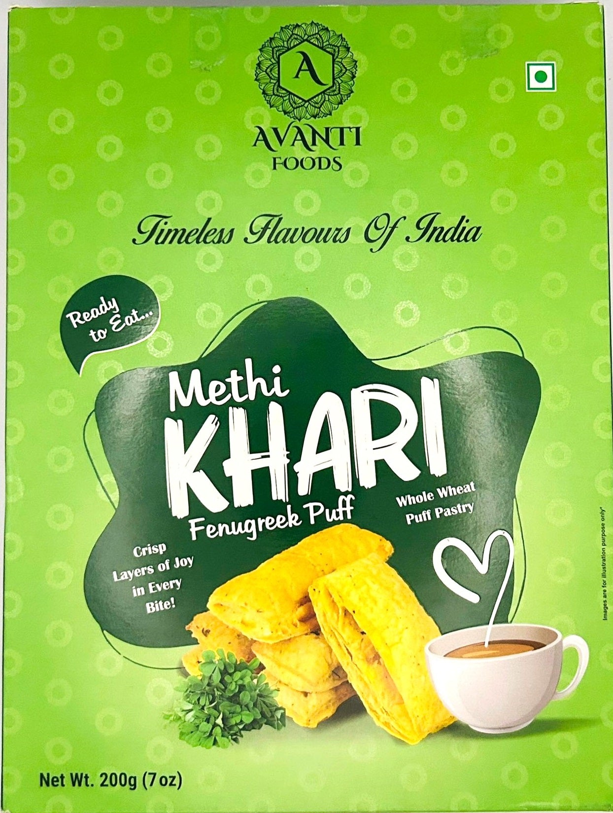 Methi Khari (Fenugreek Puff) – Whole Wheat Puff Pastry Snack (200g)