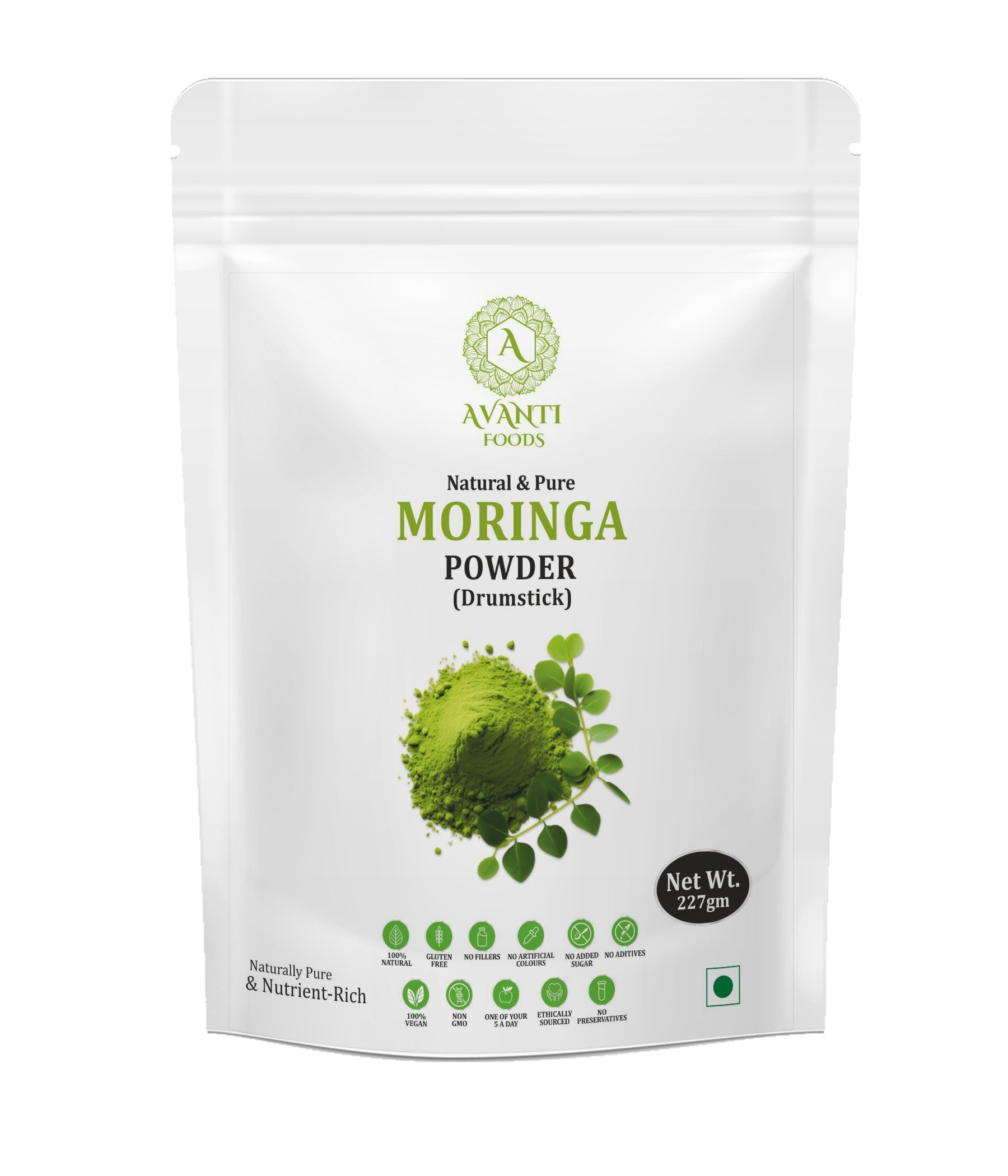 Moringa Powder 100% Natural Moringa Leaf Powder | Smoothies, Tea, Cooking & Baking | Vegan Friendly | No Added Preservatives | Premium Green Superfood Powder