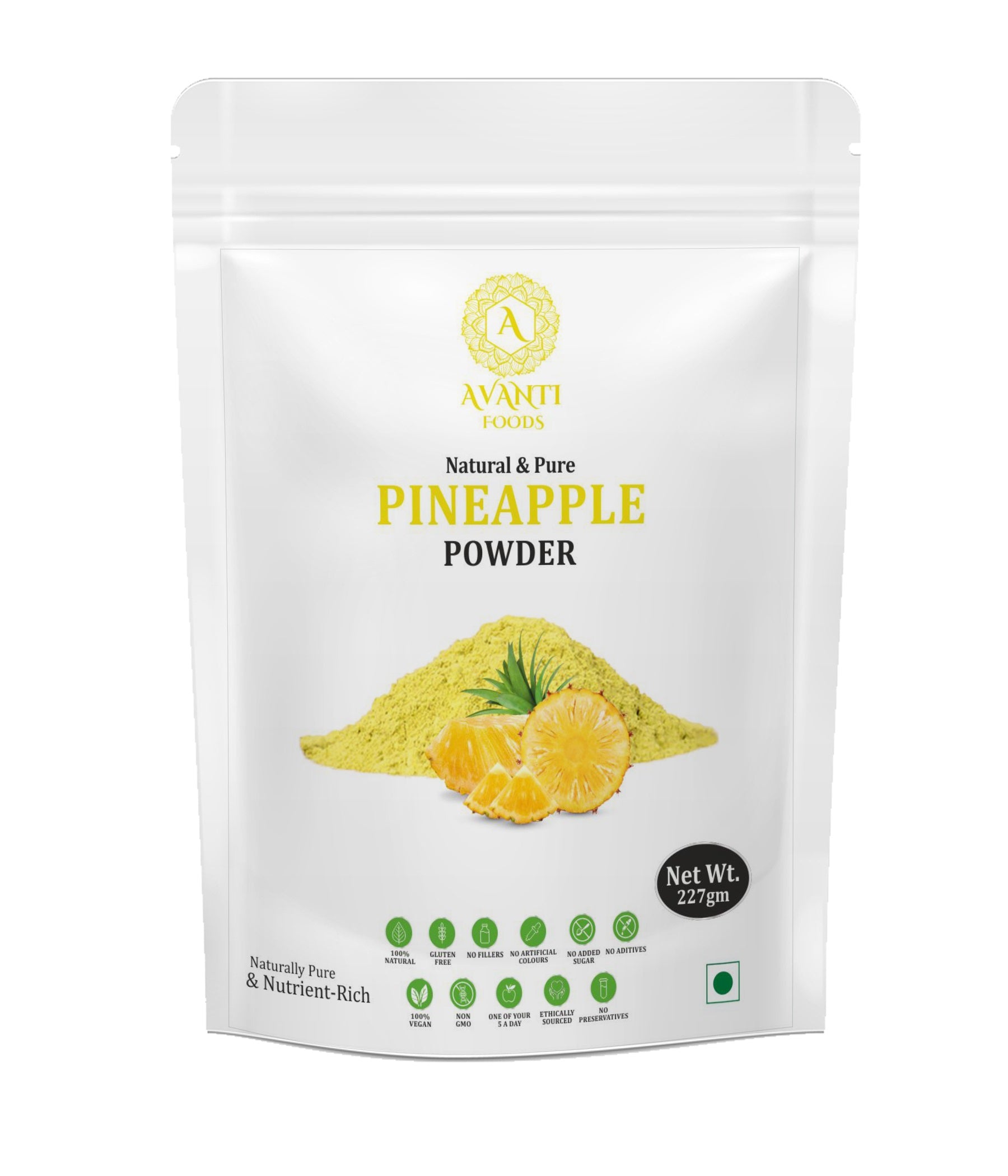 Avanti Foods Pineapple Powder, 100% Natural, 227g, Vegan, No Added Sugar, Gluten Free, for Smoothies and Baking