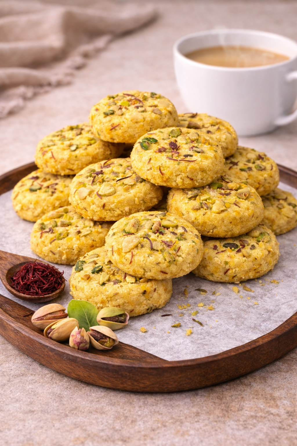 Saffron Pistachio Cookies – Premium Royal Tea-Time Cookies (200g)