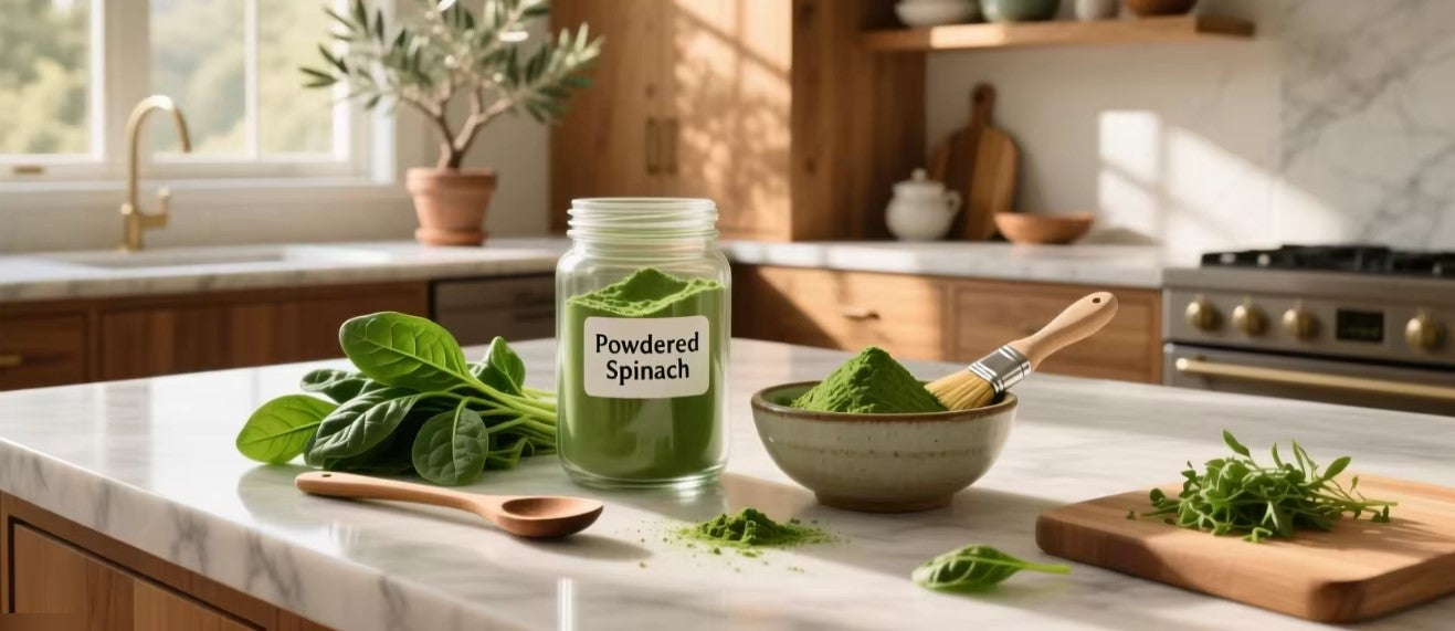 Spinach Powder, 100% Natural Dehydrated Spinach Leaf, Powder Form, 227g, Vegan, Gluten Free, No Preservatives